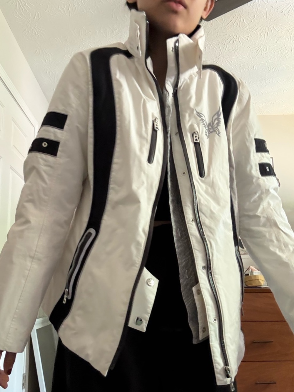 Bogner White Ski Jacket with Black Trim size US 14